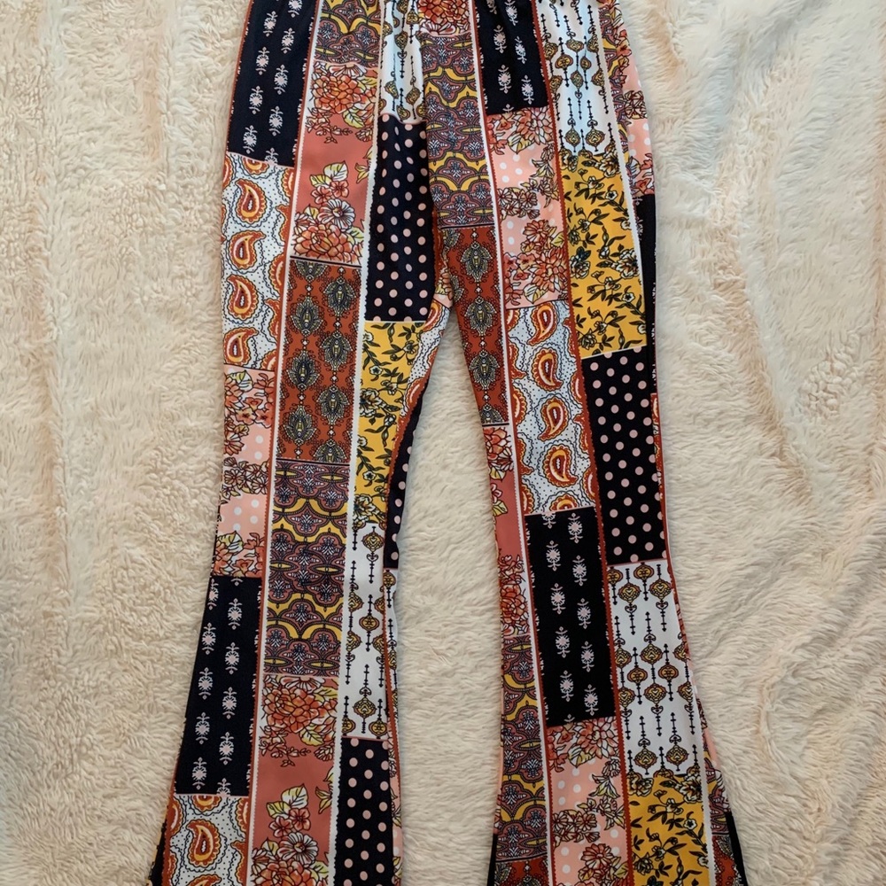 Patterned Flare Pants